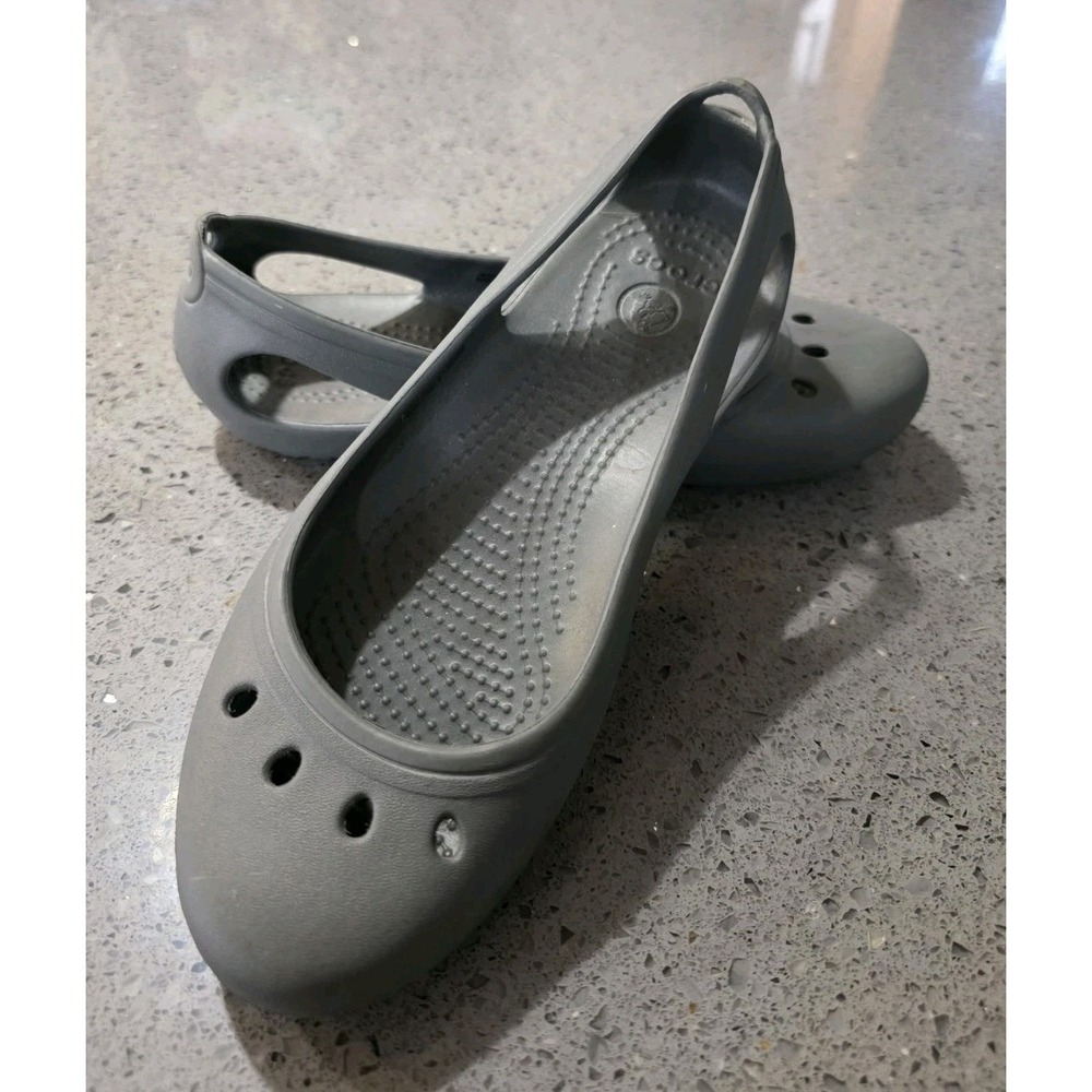 CROCS Prima Ballet Round Toe Slip On Gray Women's Shoes Sz 6 - Picture 7 of 8